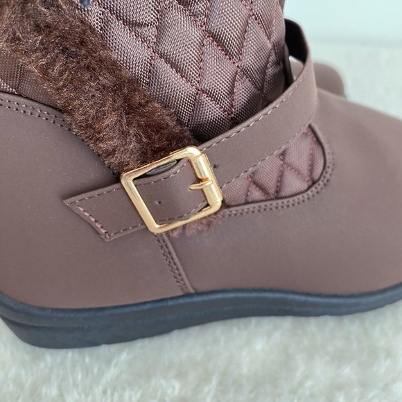 Cherokee Women's Mid Calf Boots, Zip Side, Faux Fur Lining, Brown, Size 9 - Picture 9 of 11